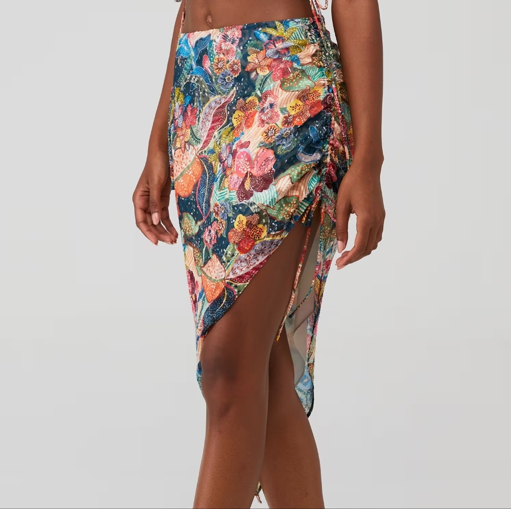 NEW Amanda Uprichard Tropical VACATION Sarong Style Skirt Size Large - Picture 5 of 16